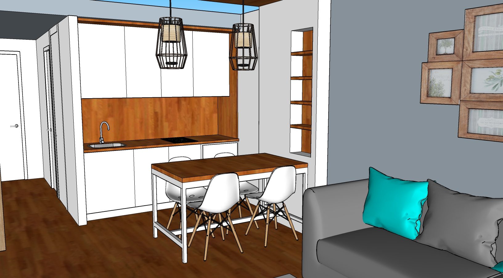 Integración de cocina y zona de estar.